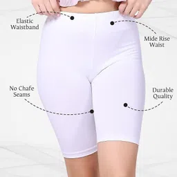 vinaksh Solid Women White Cycling Shorts image 4
