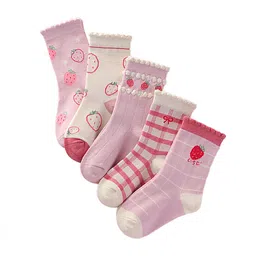 SYGA Kids Pack Of 5 Patterned Pure Cotton Ankle-Length Socks image 2