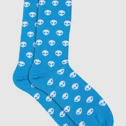 Soxytoes Men Blue Patterned Cotton Calf-Length Socks image 5