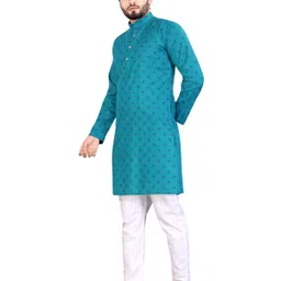 sopani Men Cotton Blend Kurta Pyjama Set image 3