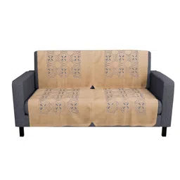 Kuber Industries Gold-Toned Printed Cotton Sofa Cover image 2