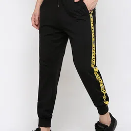 Maniac Men Black Solid Mid Rise Slim Fit Cotton Joggers-picture-24