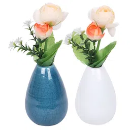 TAYHAA Blue & White 2 Pieces Ceramic Flower Vases image 4