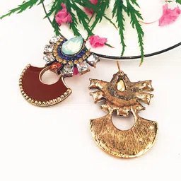 Yellow Chimes Crystals Contemporary Shaped Drop Earrings image 3