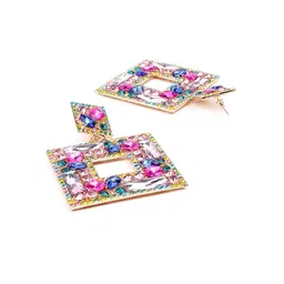 ODETTE Multicoloured Square Shaped Drop Earrings image 2