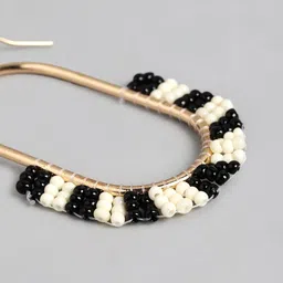 RICHEERA Black & Off White Geometric Drop Earrings image 2