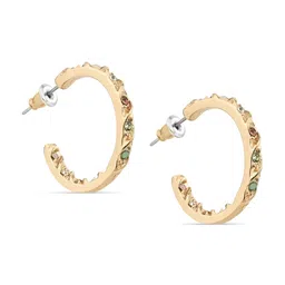 Accessorize Crystals-Studded Gem Inlay Half Hoop Earrings image 2