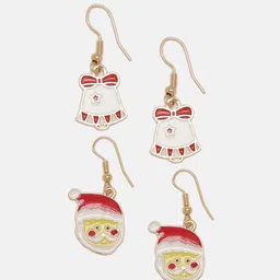 EL REGALO Christmas Red Pack Of 2 Gold Plated Star Shaped Hoop Earrings image 2