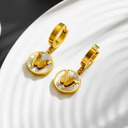 VIEN Gold-Toned Contemporary Drop Earrings image 2