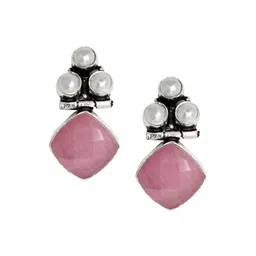 TEEJH Silver-Toned Contemporary Drop Earrings image 2