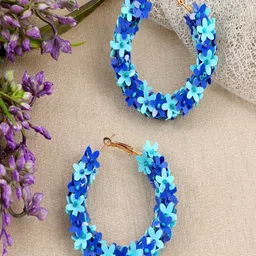 UNIVERSITY TRENDZ Gold-Plated Beaded Floral Hoop Earrings image 3