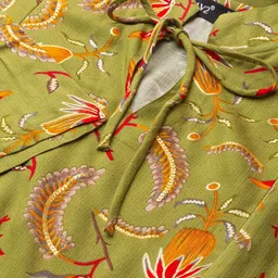 AV2 Olive Green Floral Maternity A-Line Midi Dress image 3