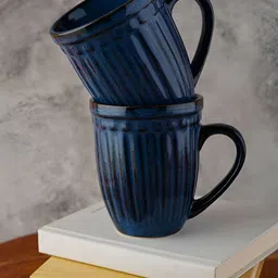 WEAVING HOMES Blue Hand Painted Solid Ceramic Glossy Mugs Set of Cups and Mugs image 2