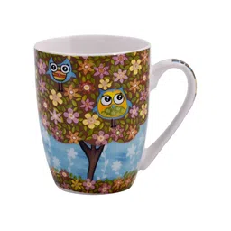 Kookee Green & Yellow Floral Printed Ceramic Mug 325 ML image 5