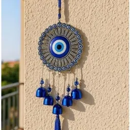 sample 5 Bell Evil Eye Hanging for Good Luck Prosperity Decorative Showpiece - 14.5 cm image 5