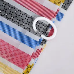 Kuber Industries Pink & Blue Striped Shower Curtains image 3