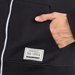 Styli Men Black Contrast Piping Detail Zip Through Fleece Tracksuit image 2