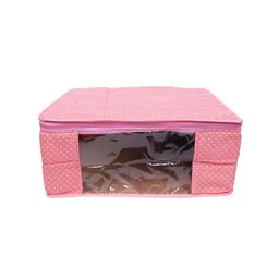 Kuber Industries 3 Pcs Peach-Coloured Printed Cotton Saree Organisers image 2