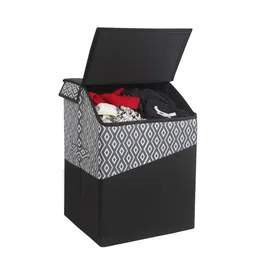 prettykrafts Black 2 Pieces Square Shape Laundry Basket image 2