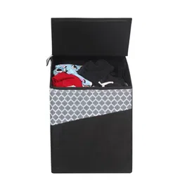 prettykrafts Black 2 Pieces Square Shape Laundry Basket image 2