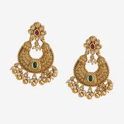 Kushal's Fashion Jewellery Gold-Plated Circular Chandbalis image 2