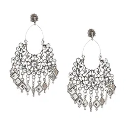 VENI Women Silver-Plated Contemporary Chandbalis Earrings image 3