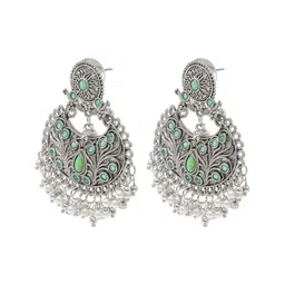 Shining Jewel - By Shivansh Silver-Plated Oxidised Contemporary Chandbalis image 2