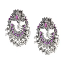 Shining Jewel - By Shivansh Silver-Plated Oxidised Contemporary Chandbalis image 4