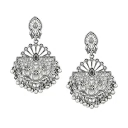 aadita Silver-Toned Contemporary German Silver Drop Earrings image 2