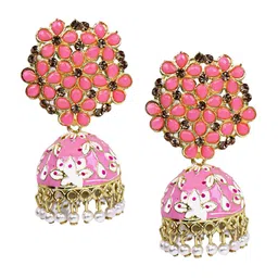 VAGHBHATT Dome Shaped Artificial Stones Jhumkas Earrings image 3