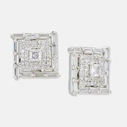 ATIBELLE Rhodium Plated Cubic Zirconia Contemporary Studs image 2