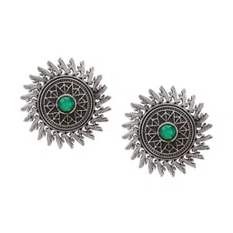 VENI Women Silver-Toned Contemporary Studs Earrings image 2