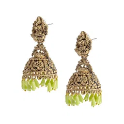 Shining Jewel - By Shivansh Silver-Plated Beaded Dome Shaped Jhumkas image 2