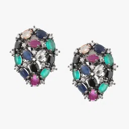 Adwitiya Collection Silver-Plated Classic Studs Earrings image 2