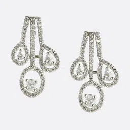 Adwitiya Collection Rhodium Plated Stone Studded Classic Drop Earrings image 2