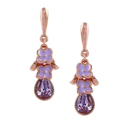 Estele Rose Gold-Plated Artificial Stones Floral Shaped Drop Earrings image 5