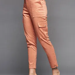 Chemistry Women High-Rise Zip Flat-Front Plain Cargos Trouser-image-98