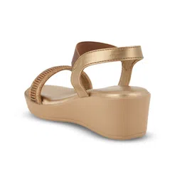 Luxyfeel Textured Embellished Open Toe Backstrap Wedges image 3