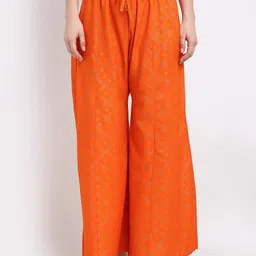 Jinfo Women Red & Orange Set Of 2 Block Printed Flared Fit Palazzos image 2