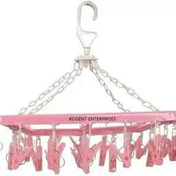 kogent enterprises 32 Clips Sock Dry Rack For Baby Cloth, Towel, Underwear Plastic Clip Hanger Plastic Scarf Hanger For Scarf image 2