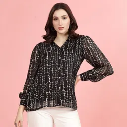 Women Regular Fit Printed Spread Collar Casual Shirt-image-13