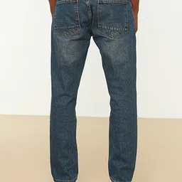 Trendyol Men Navy Blue Light Fade Relaxed Fit Pure Cotton Jeans image 3
