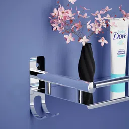 bzcarts Single Layer Multipurpose shelf | Bathroom Rack Shelf | Bathroom Accessories Stainless Steel Wall Shelf image 3