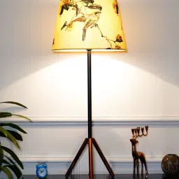 kapoor lampshades Mizuko Matte Black & Copper Table Lamp with Multi Color Linen Shade-picture-12