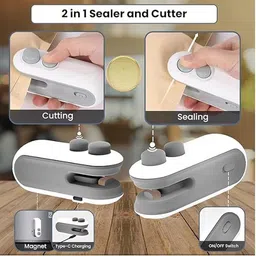 krishna variety hub Portable 2 in 1 Mini Sealing Machine and Cutter | Handheld Food Packet Sealer Hand Held Heat Sealer image 4