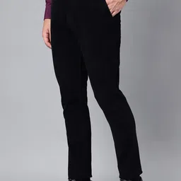 Hancock Men Solid Corduroy Slim Fit Formal Trousers image 2