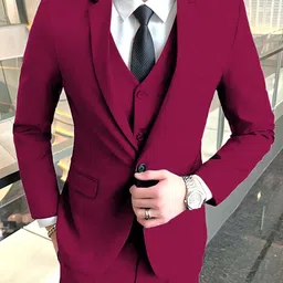 verticals Men 3 Piece Suit Solid Suit-picture-29