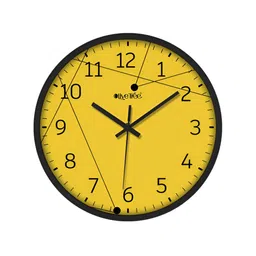 OLIVE TREE Black & Yellow Round Shaped Contemporary Analogue Wall Clock image 3