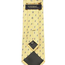 Tossido Men Yellow & Blue Woven Design Broad Tie image 3