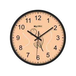 OLIVE TREE Black & Peach Printed Round Shaped Contemporary Analogue Wall Clock image 3